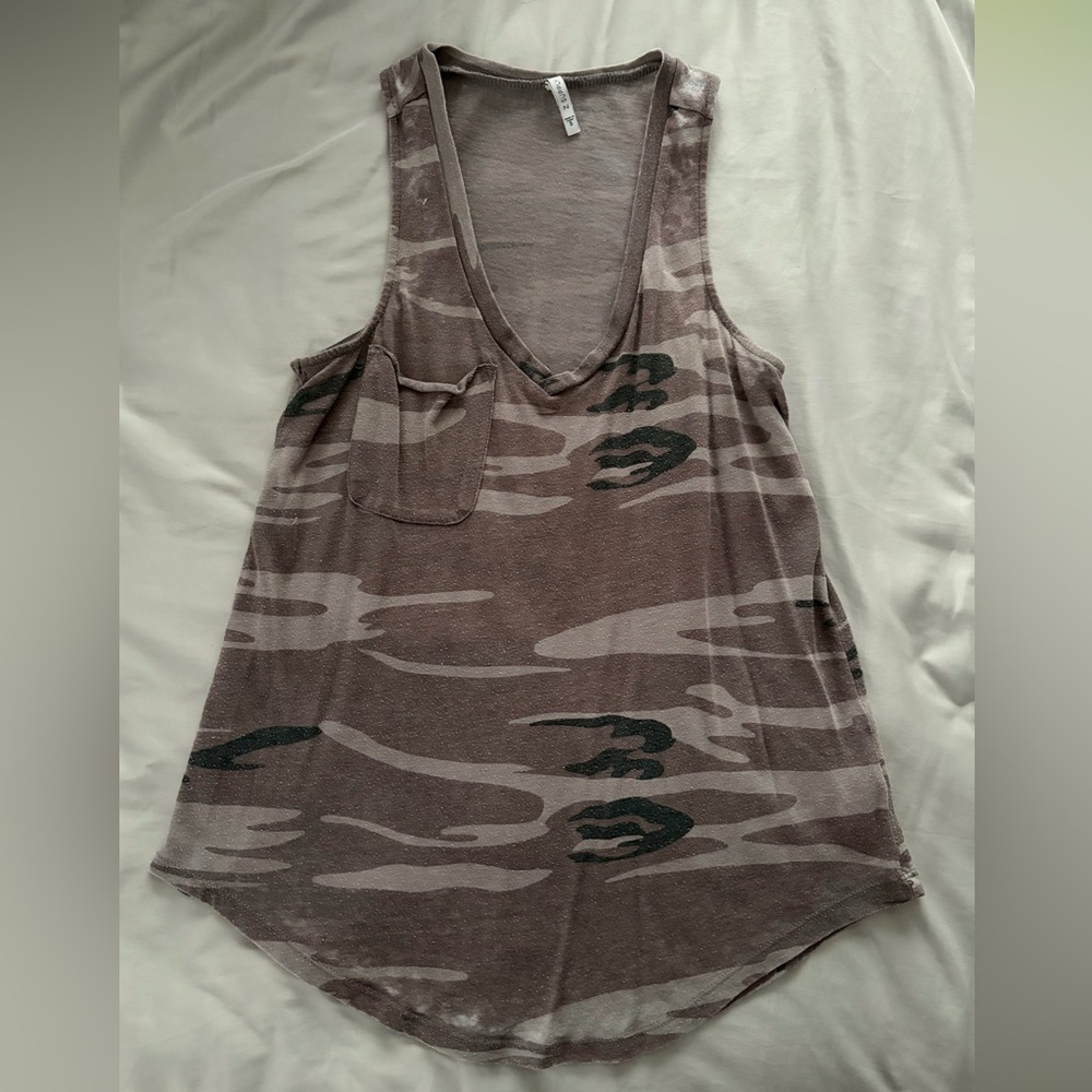 Z Supply Taupe Camo V-Neck Tank with Pocket